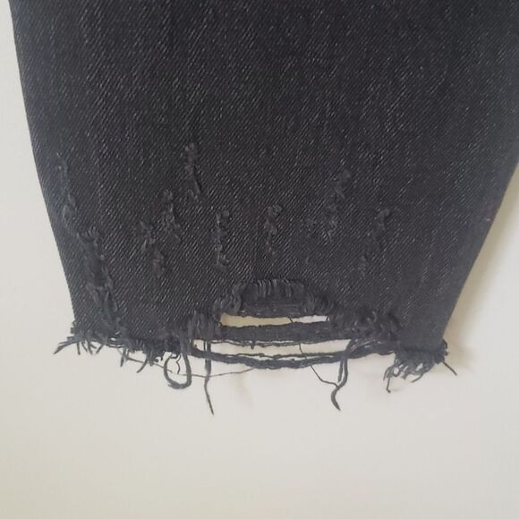 We The Free Jeans Women's Size 28 Black Destroyed High Rise Raw Hem Button Fly - Picture 3 of 6